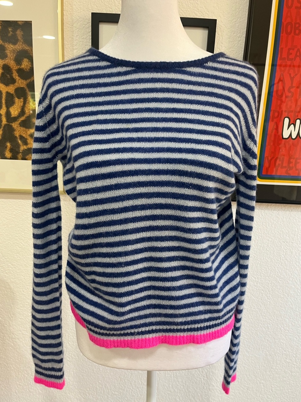 JUMPER 1234 100% Cashmere Tipped Little Stripe sweater